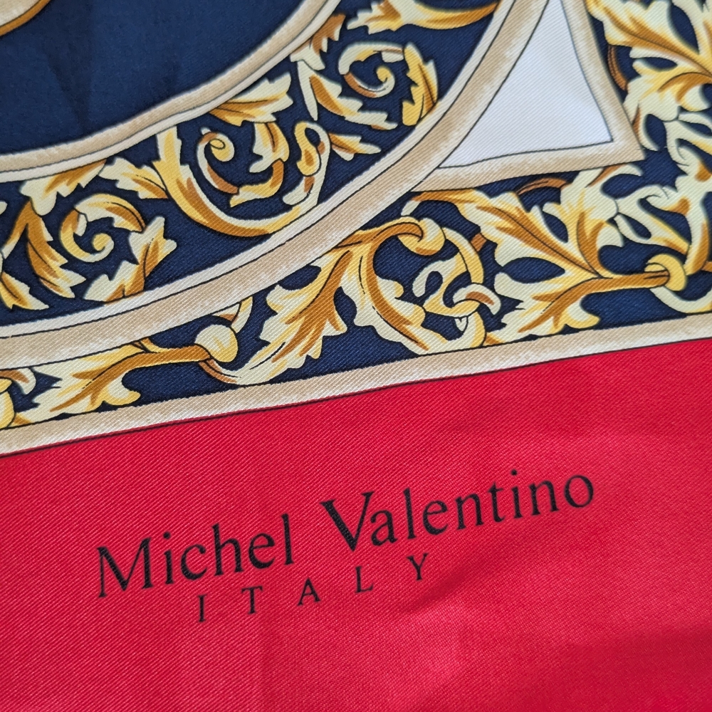 Valentino Red and Gold Patterned Scarf